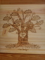pyrographed family tree