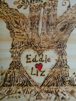 pyrographed family tree