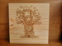 pyrographed family tree