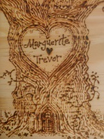 pyrographed family tree