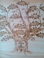 pyrographed family tree