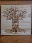 pyrographed family tree