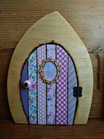 Pink decoupage fairy door