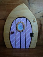 Polka pink decoupage fairy door