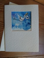 Stork,  pencil and watercolour