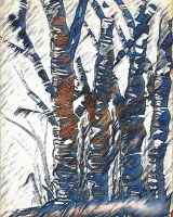 Edited ink drawing of silver birch
